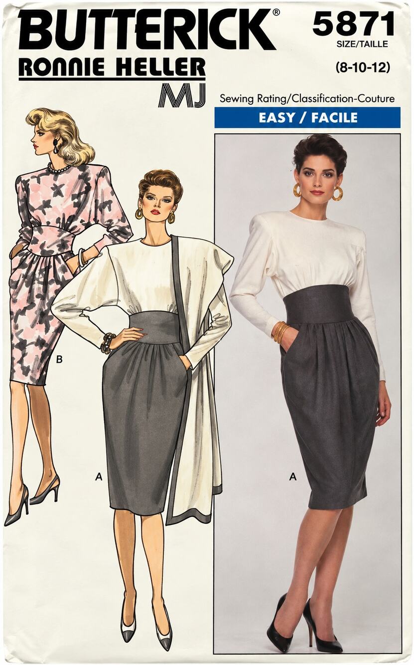 1980’s Butterick 5871 Size 8-12 Dress & Stole Bonnie Heller Sewing Pattern Uncut
